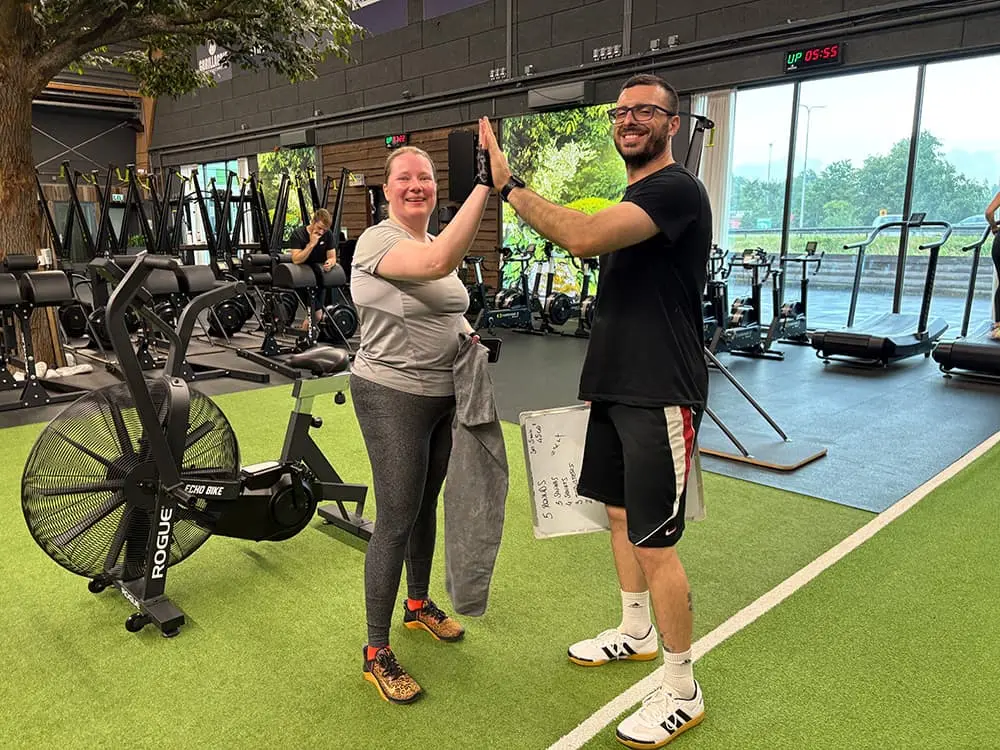 Blijdschap na een uur knallen tijdens de personal training