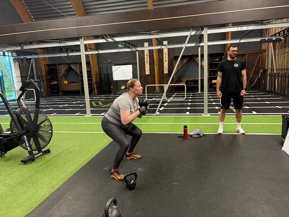 Kettlebell squats tijdens de personal training